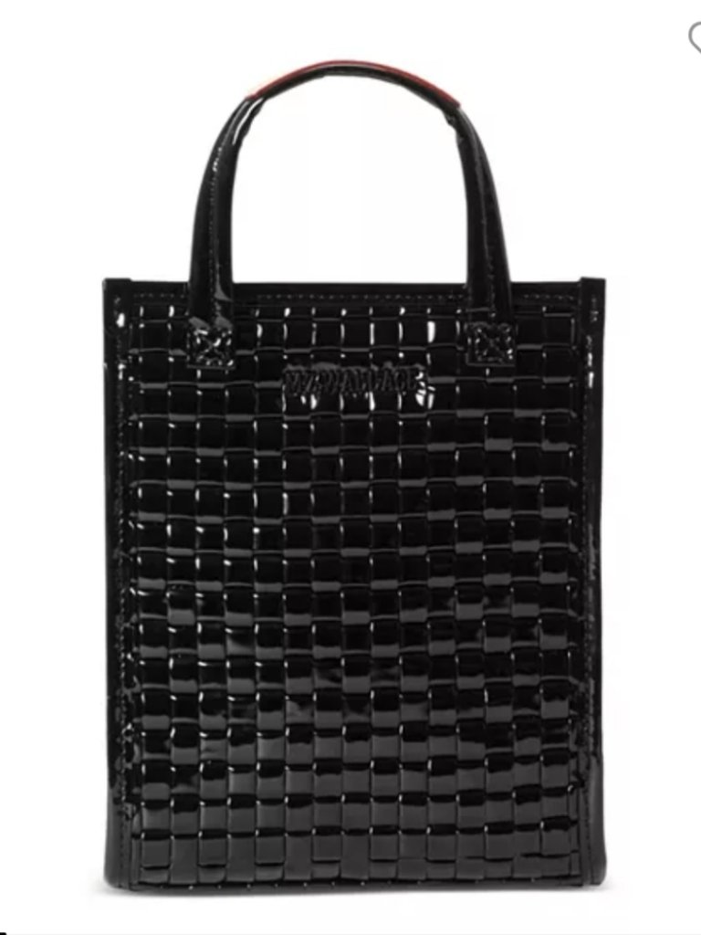 Mz Wallace Black Lacquer Micro Woven Box Tote